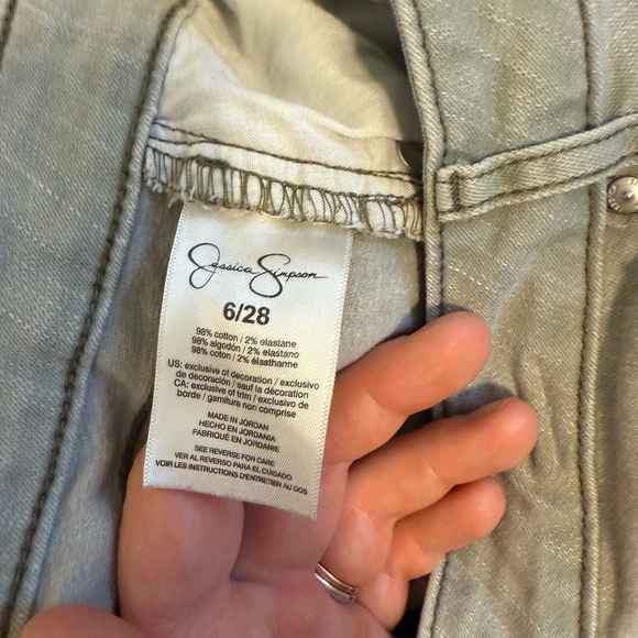 2/$30 Jessica Simpson Meadow Green Rolled Cropped Skinny Jeans Size 6 - Picture 10 of 10
